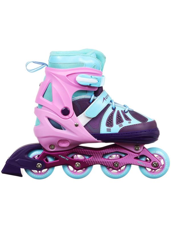 Роликовые коньки раздвижные, р. 38-41, колеса PU 70 мм, алюм. рама, цвет розовый/голубой