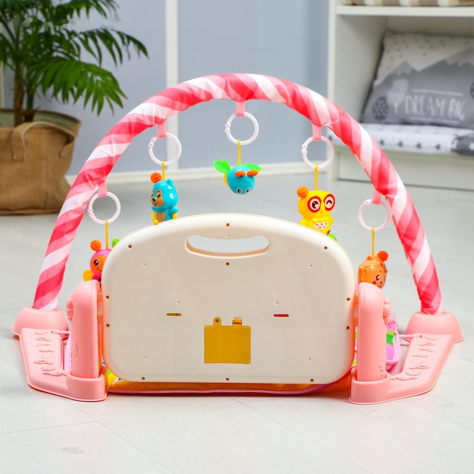 Развивающий коврик «Жирафик», с пианино, розовый