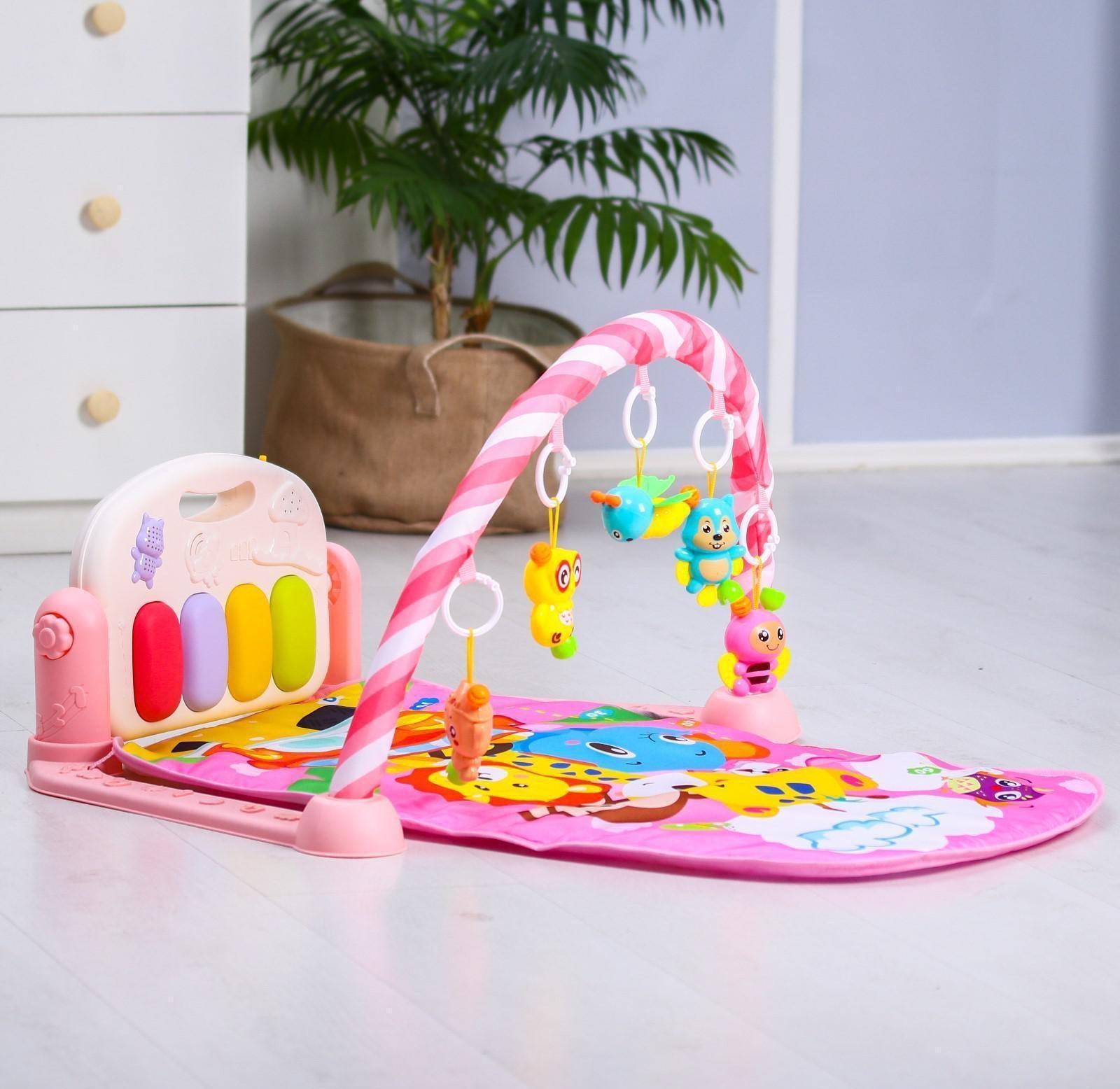 Развивающий коврик «Жирафик», с пианино, розовый