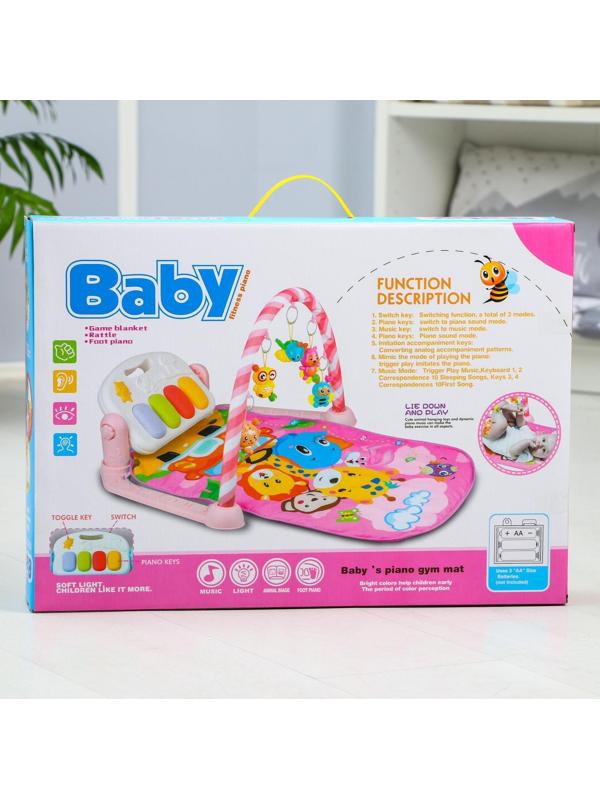 Развивающий коврик «Жирафик», с пианино, розовый