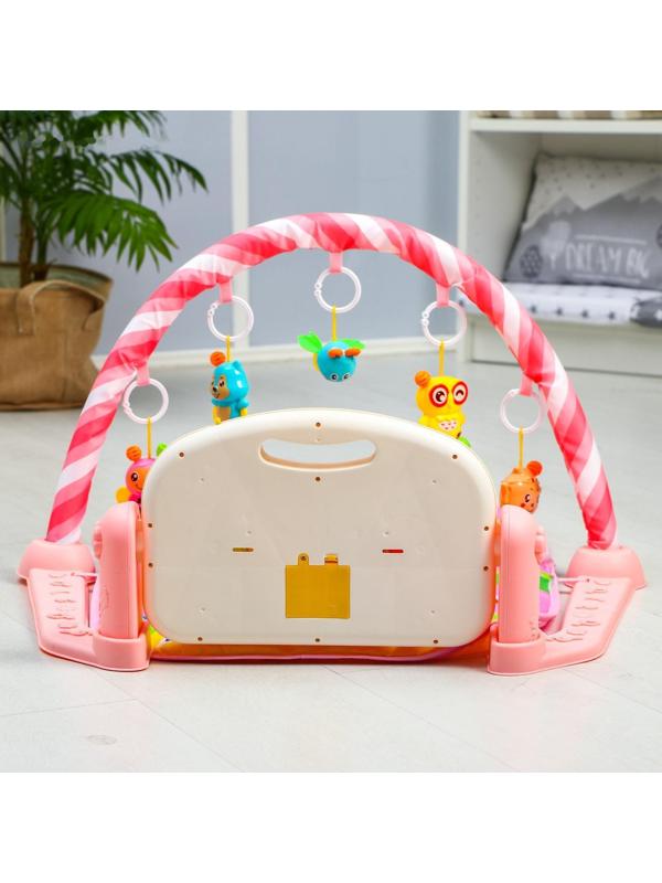 Развивающий коврик «Жирафик», с пианино, розовый