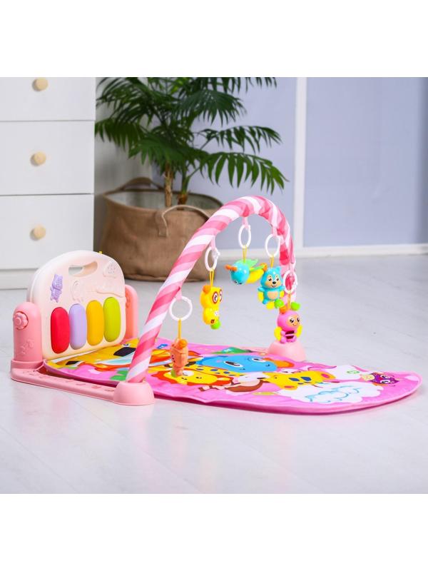Развивающий коврик «Жирафик», с пианино, розовый