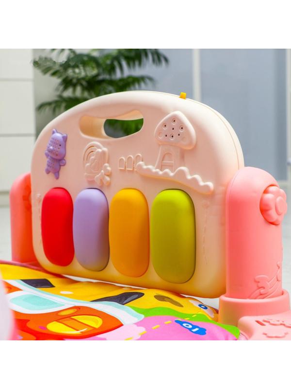 Развивающий коврик «Жирафик», с пианино, розовый