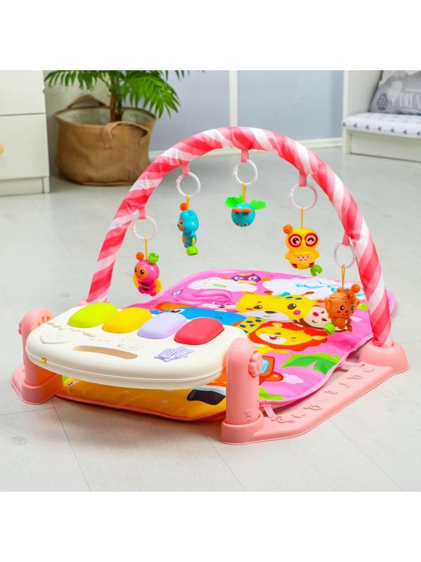 Развивающий коврик «Жирафик», с пианино, розовый