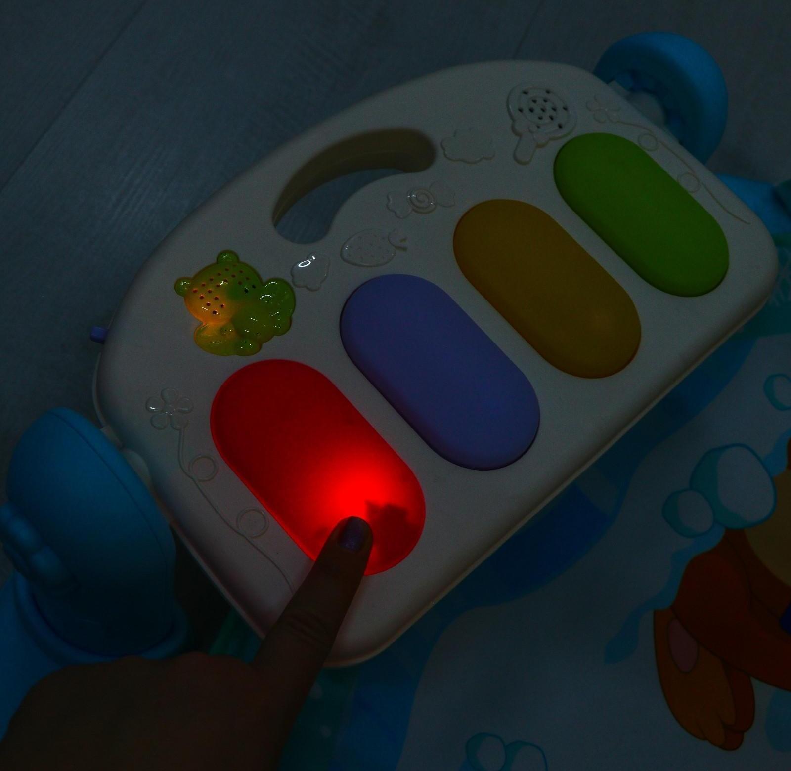 Развивающий коврик «Зимние игры», с пианино, круглый, голубой