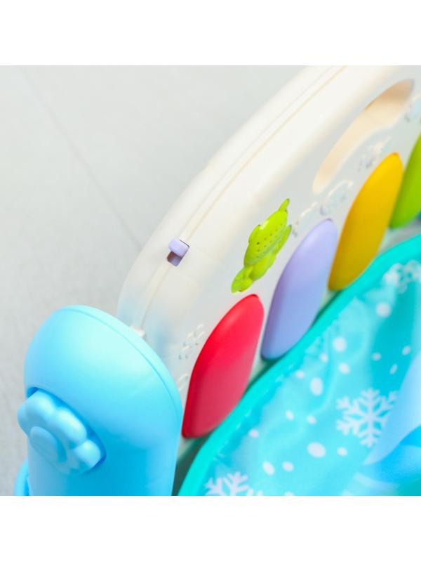 Развивающий коврик «Зимние игры», с пианино, круглый, голубой