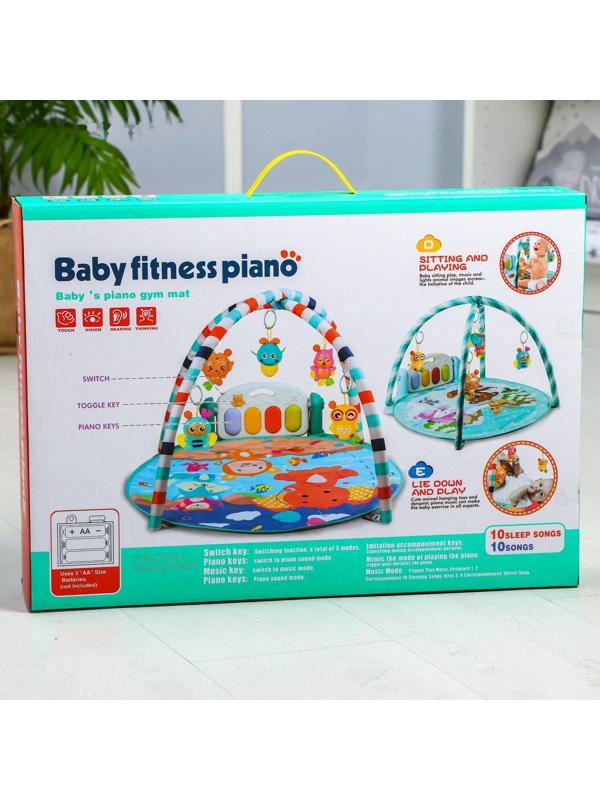 Развивающий коврик «Зимние игры», с пианино, круглый, голубой