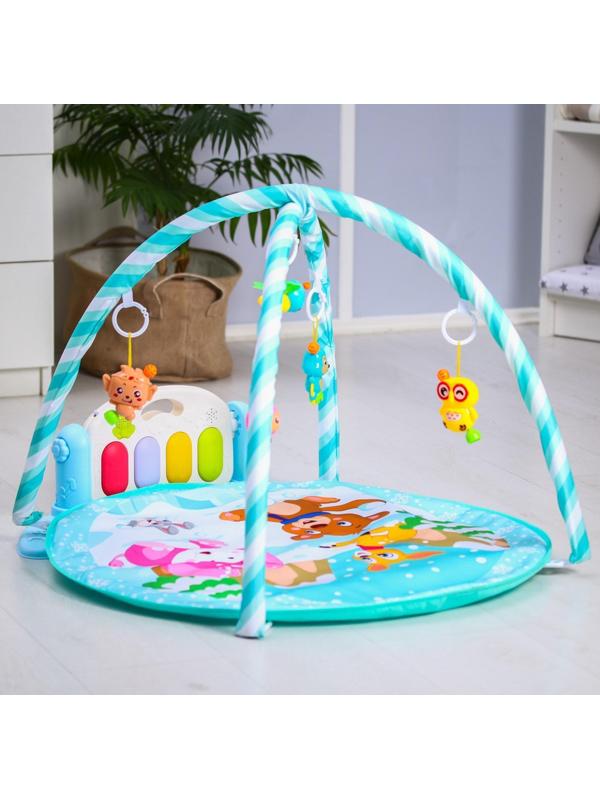 Развивающий коврик «Зимние игры», с пианино, круглый, голубой