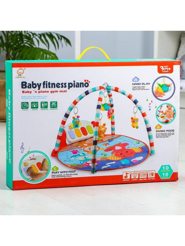 Развивающий коврик «Зимние игры», с пианино, круглый, голубой