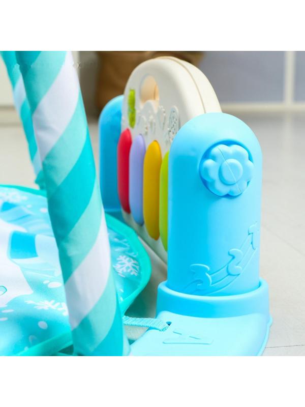 Развивающий коврик «Зимние игры», с пианино, круглый, голубой