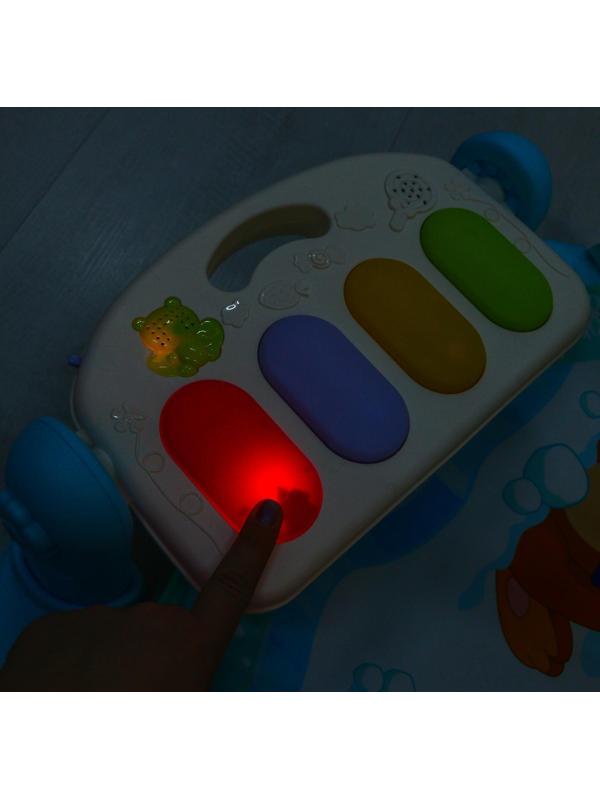 Развивающий коврик «Зимние игры», с пианино, круглый, голубой