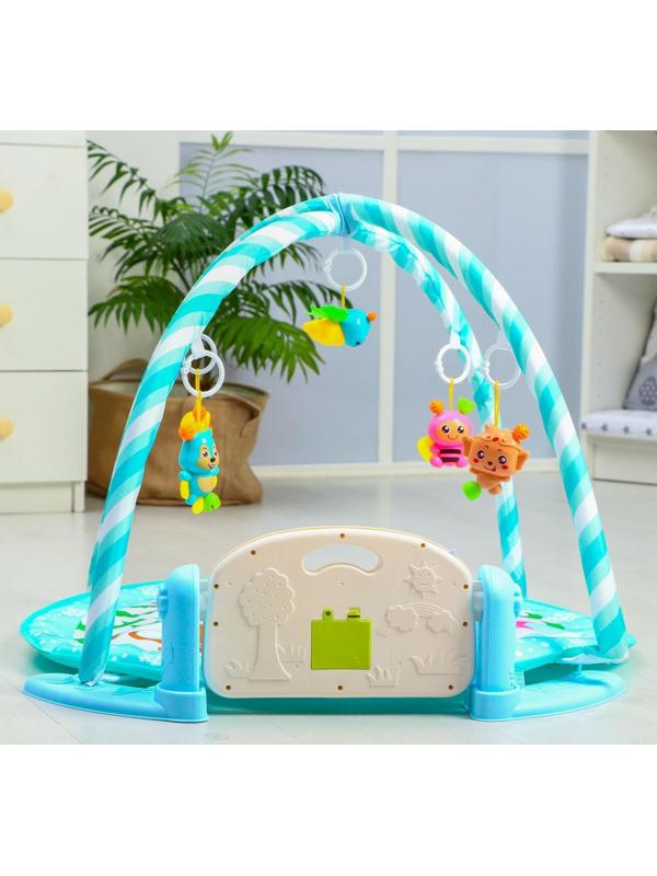 Развивающий коврик «Зимние игры», с пианино, круглый, голубой