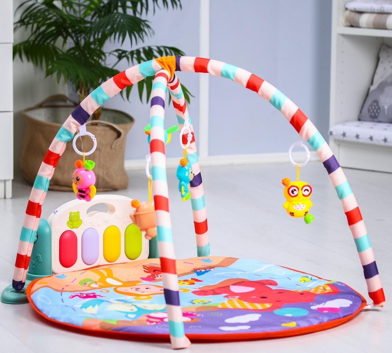 Развивающий коврик «Игра малыша», с пианино, круглый, голубой