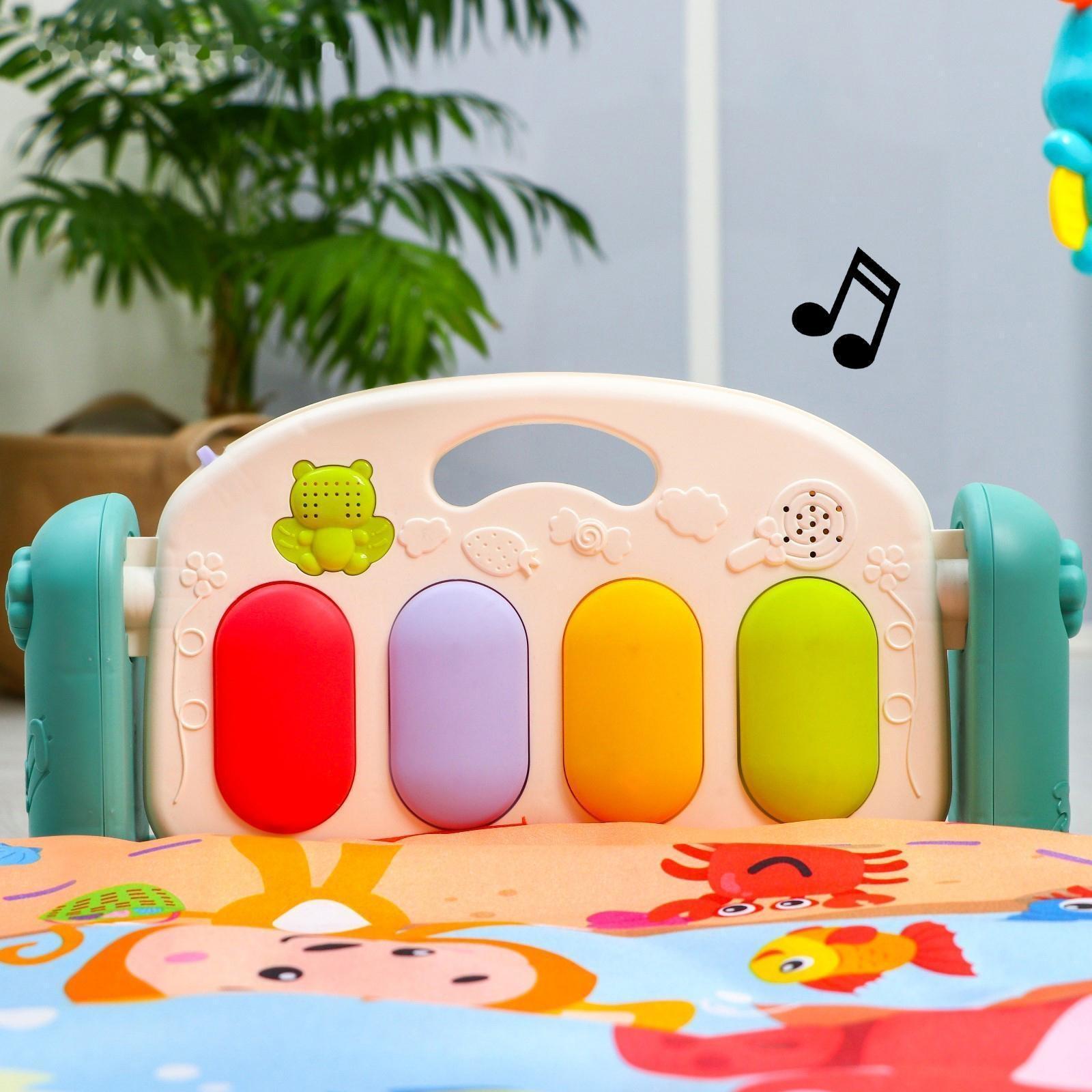 Развивающий коврик «Игра малыша», с пианино, круглый, голубой