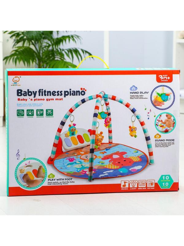 Развивающий коврик «Игра малыша», с пианино, круглый, голубой