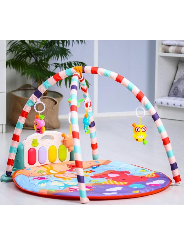 Развивающий коврик «Игра малыша», с пианино, круглый, голубой