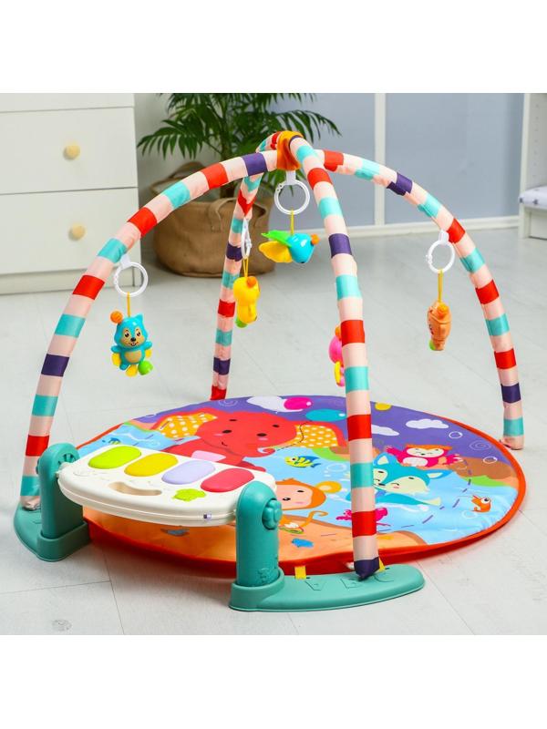 Развивающий коврик «Игра малыша», с пианино, круглый, голубой