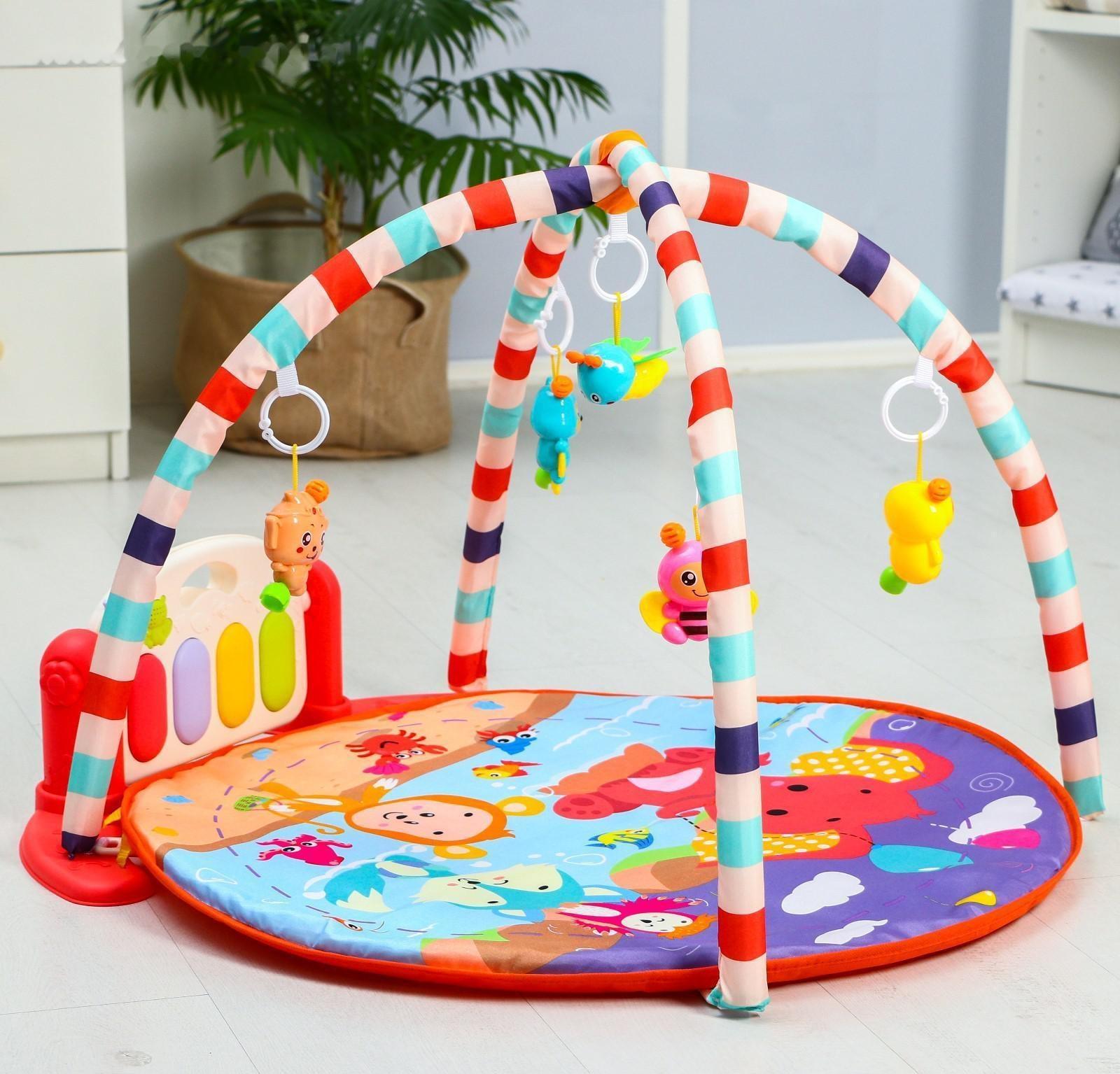 Развивающий коврик «Игра малыша», с пианино, круглый, розовый