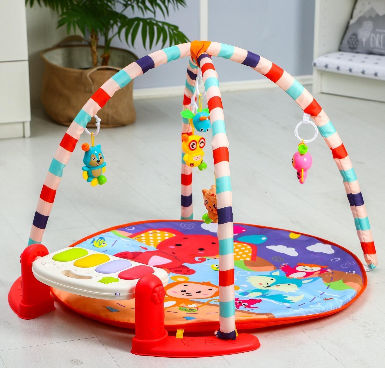 Развивающий коврик «Игра малыша», с пианино, круглый, розовый