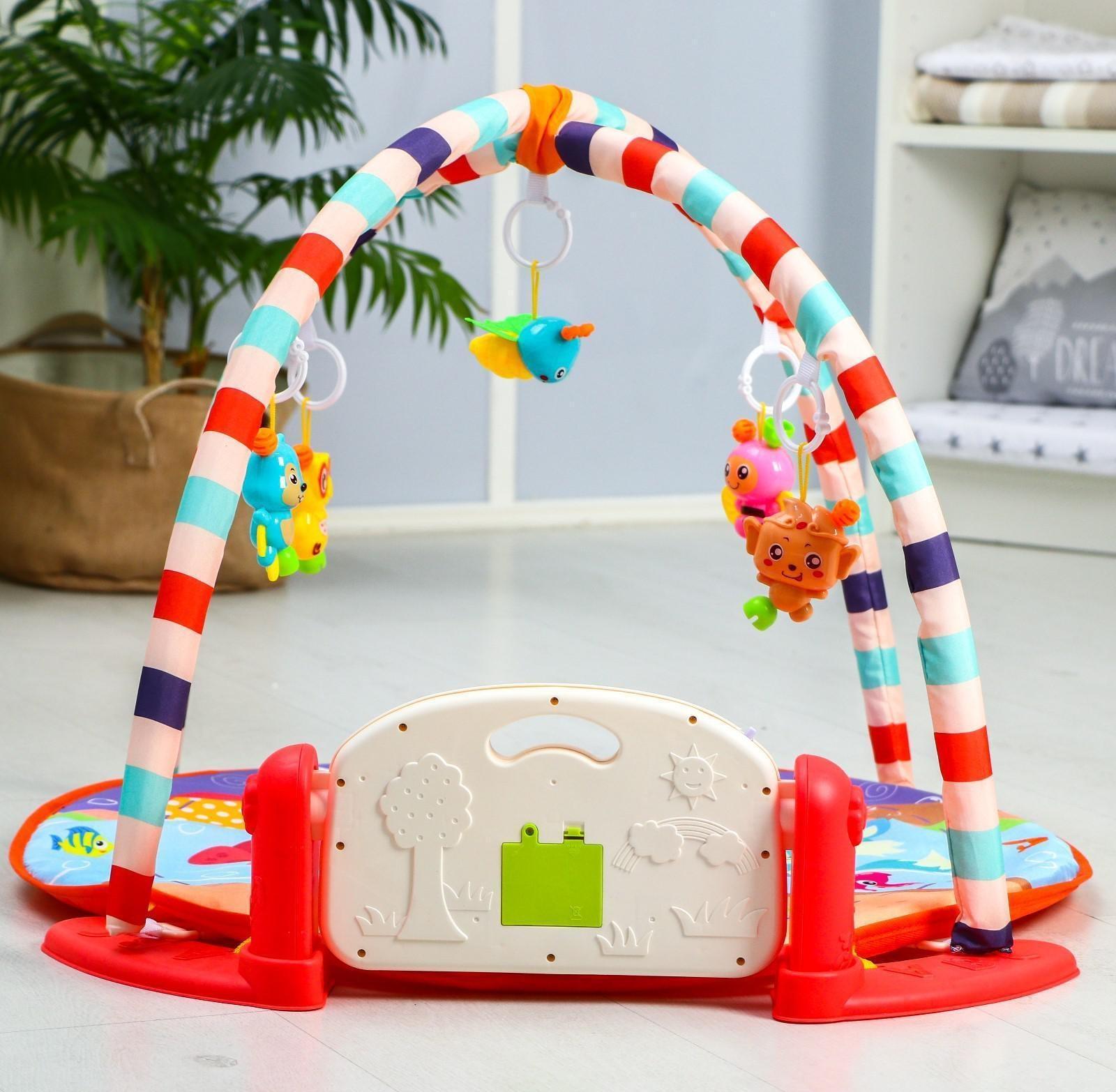 Развивающий коврик «Игра малыша», с пианино, круглый, розовый