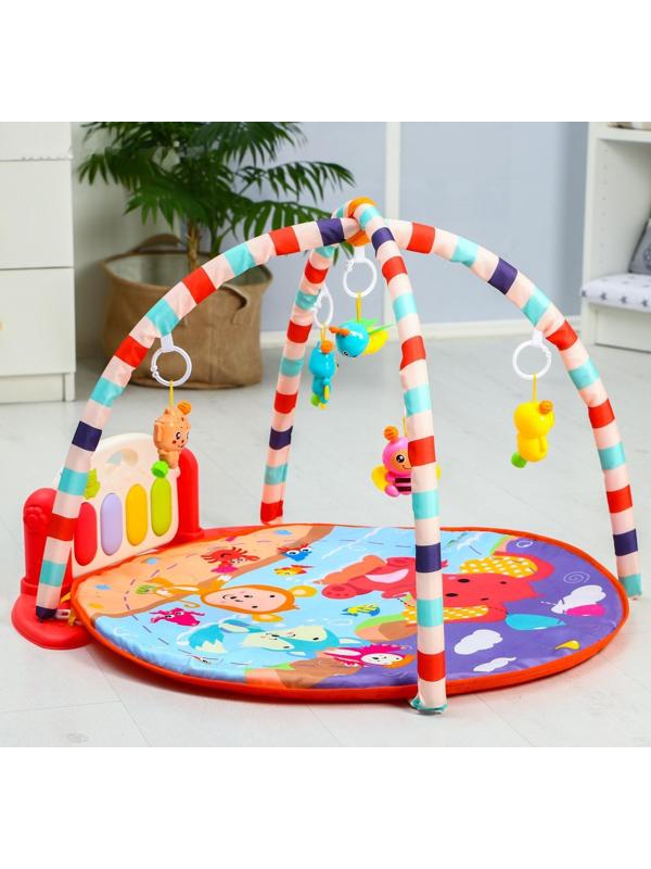 Развивающий коврик «Игра малыша», с пианино, круглый, розовый