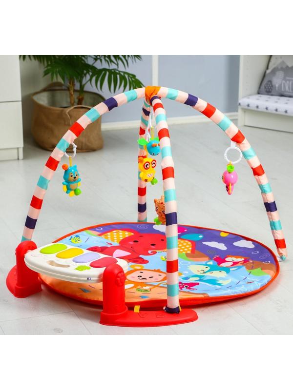 Развивающий коврик «Игра малыша», с пианино, круглый, розовый