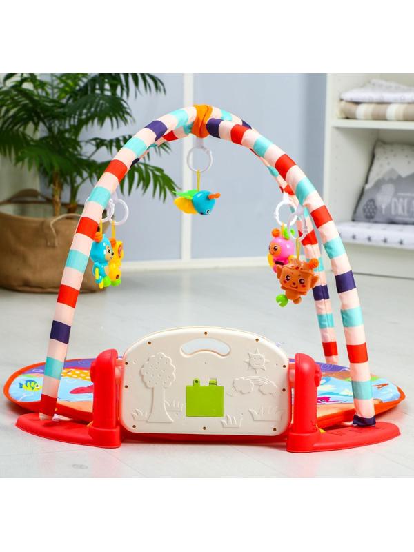 Развивающий коврик «Игра малыша», с пианино, круглый, розовый