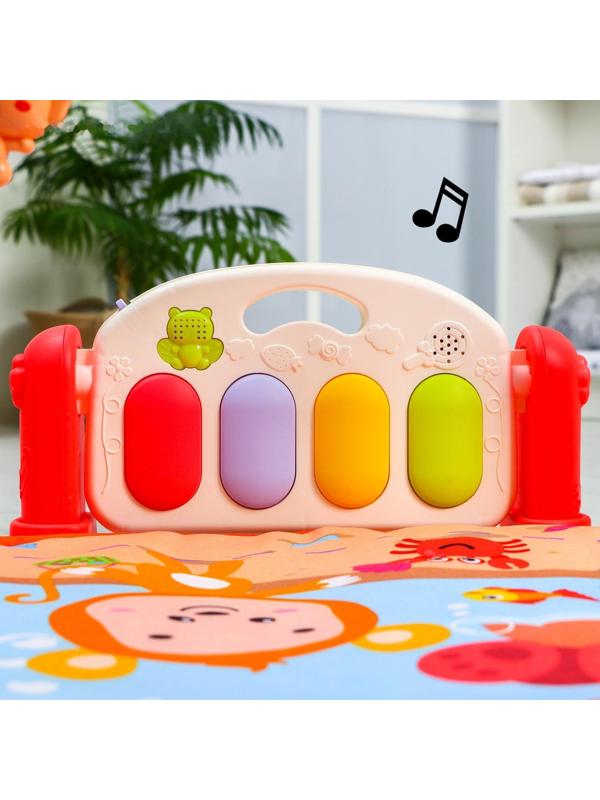 Развивающий коврик «Игра малыша», с пианино, круглый, розовый