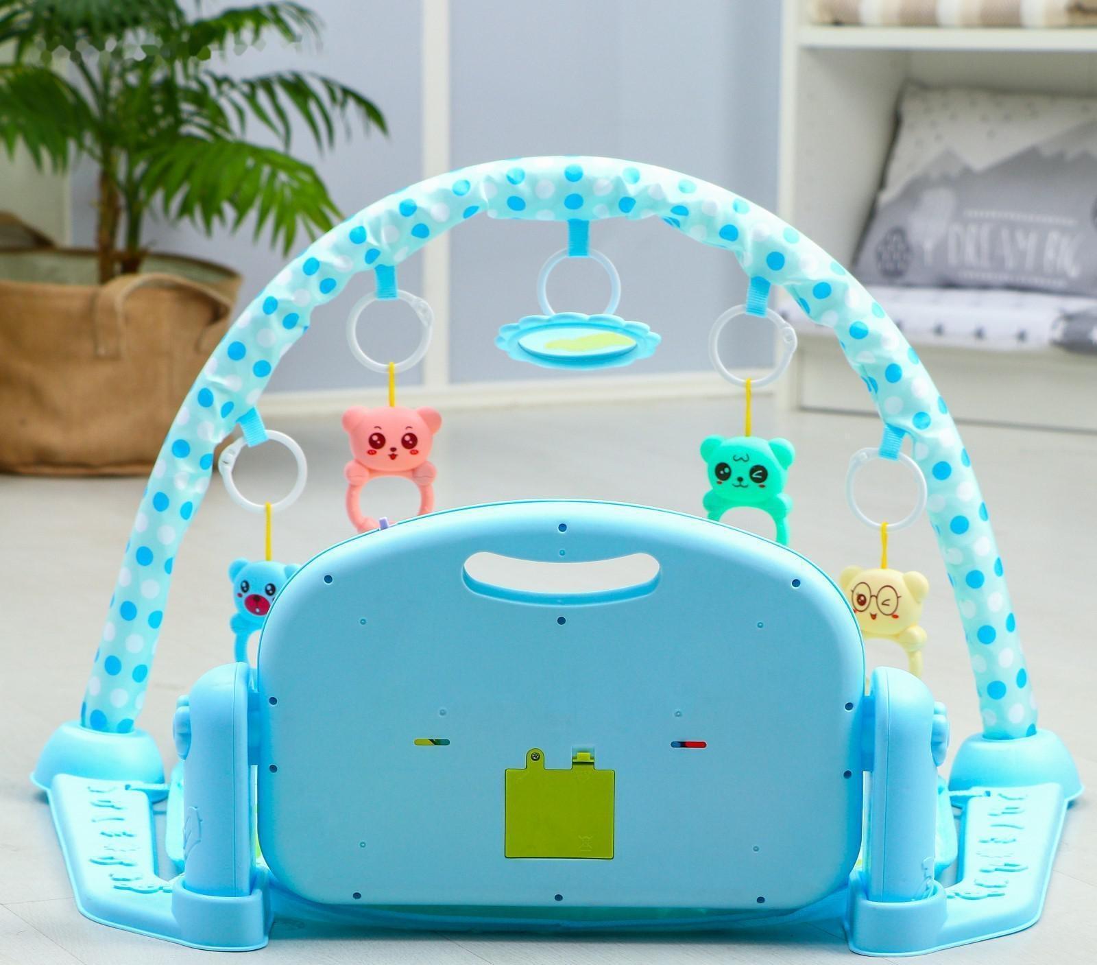 Развивающий коврик «Лев», с пианино, голубой