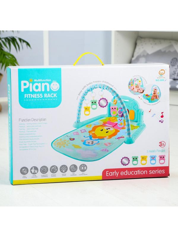 Развивающий коврик «Лев», с пианино, голубой