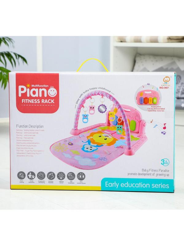 Развивающий коврик «Лев», с пианино, голубой