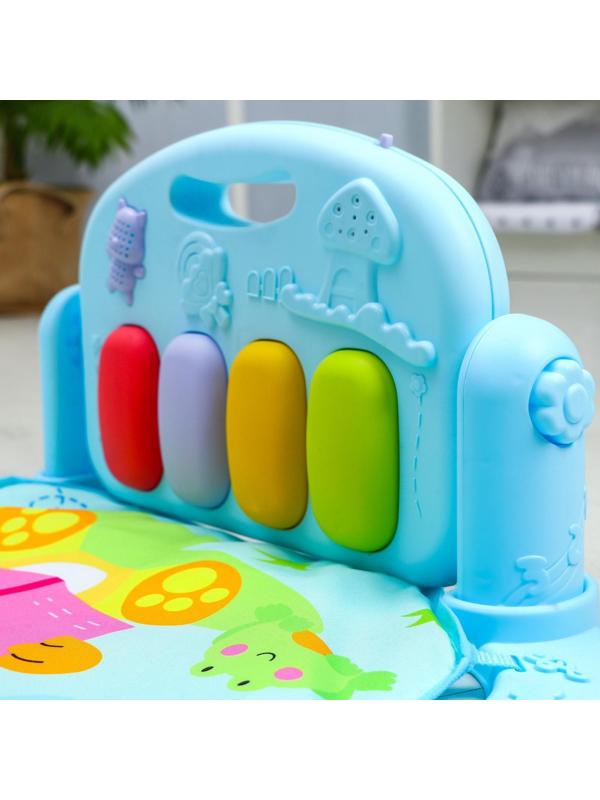 Развивающий коврик «Лев», с пианино, голубой