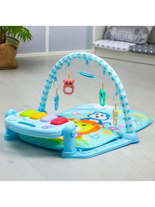 Развивающий коврик «Лев», с пианино, голубой