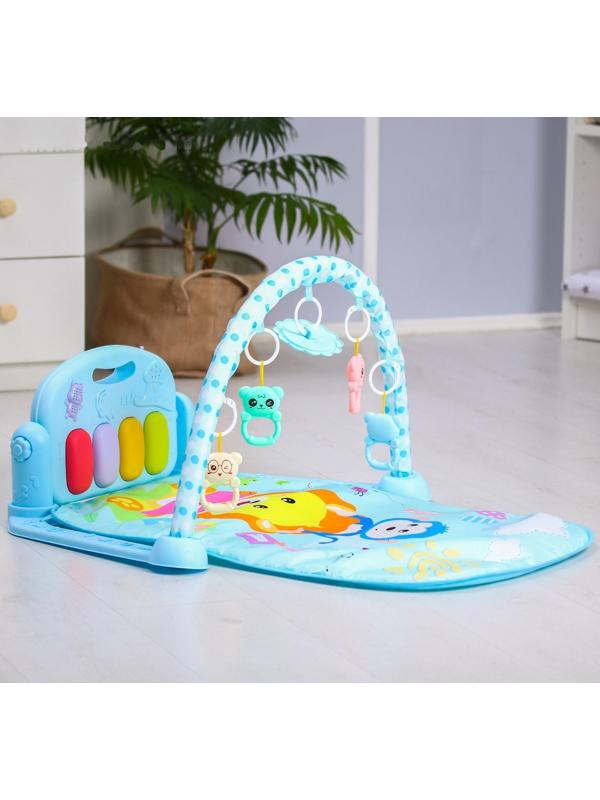 Развивающий коврик «Лев», с пианино, голубой