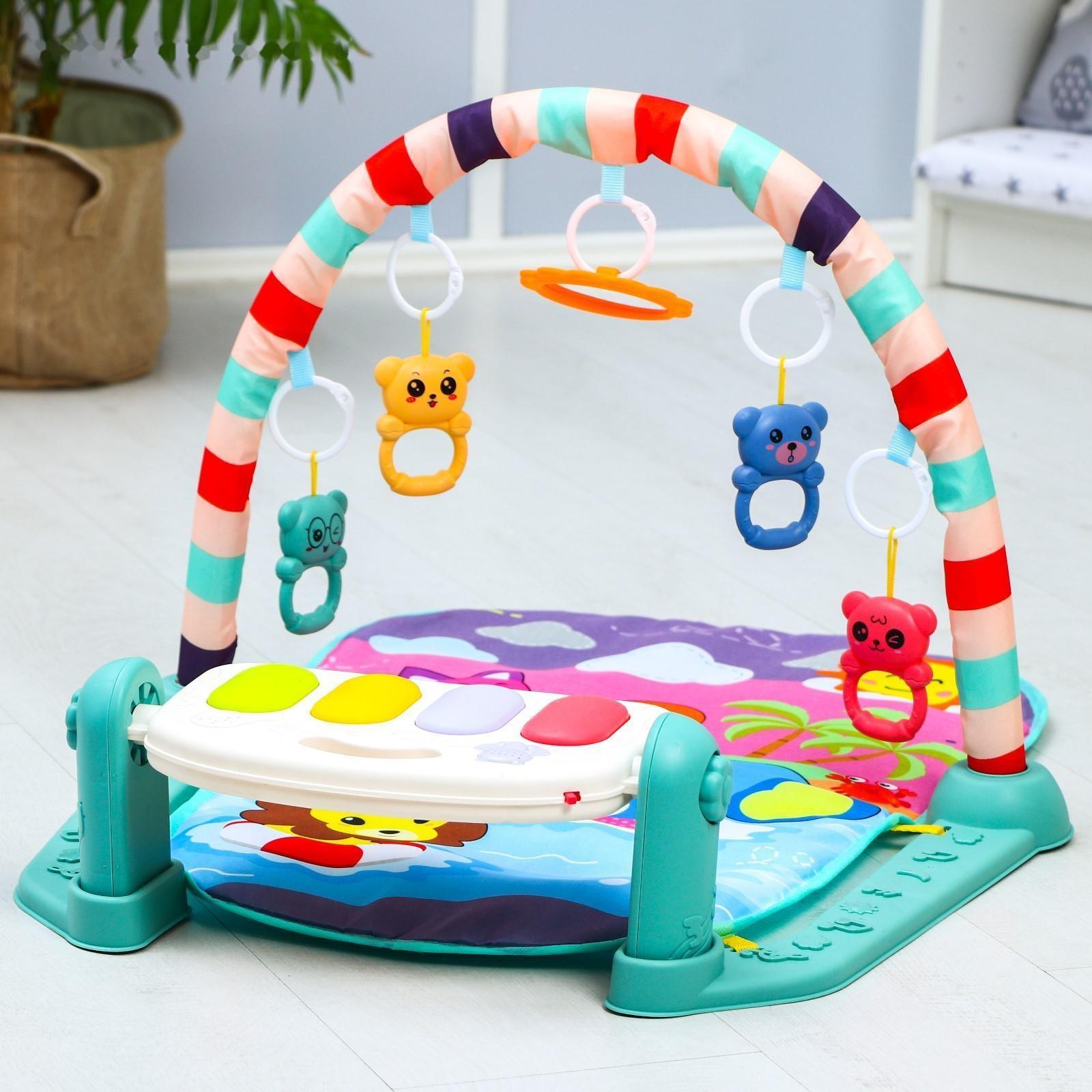 Развивающий коврик «Пляж», с пианино, голубой