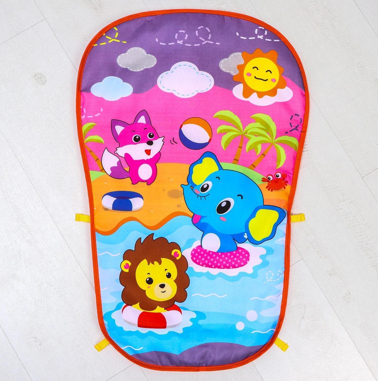 Развивающий коврик «Пляж», с пианино, розовый