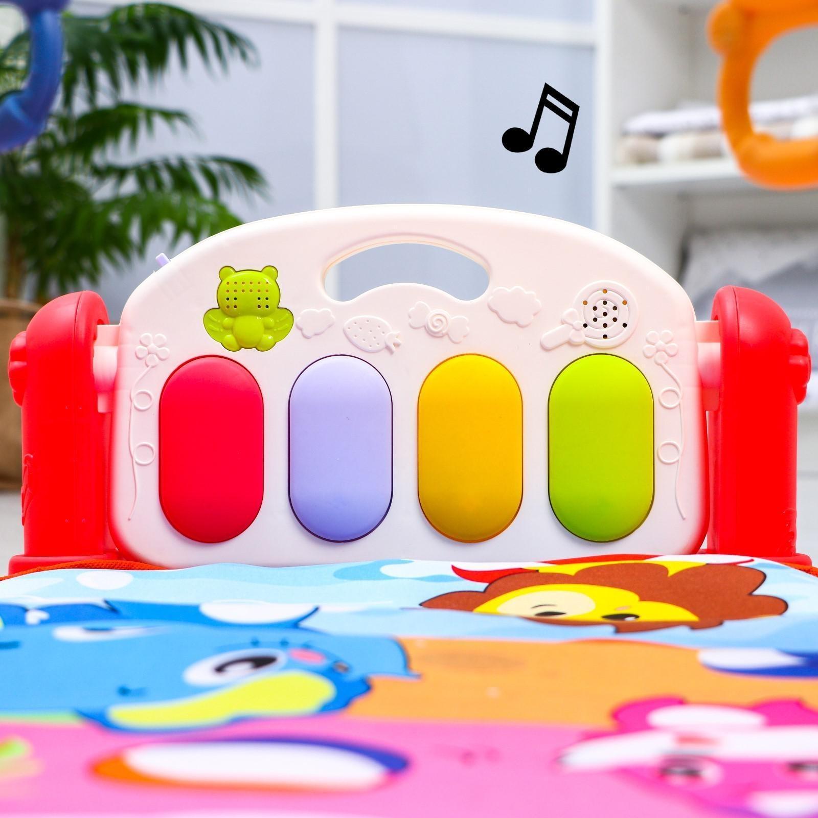 Развивающий коврик «Пляж», с пианино, розовый