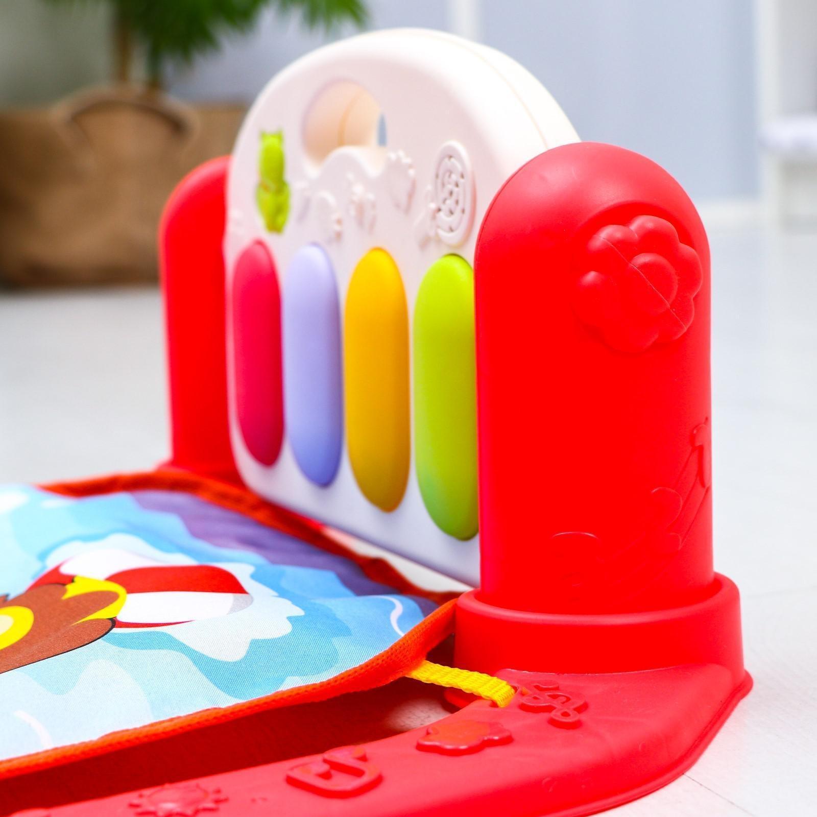 Развивающий коврик «Пляж», с пианино, розовый