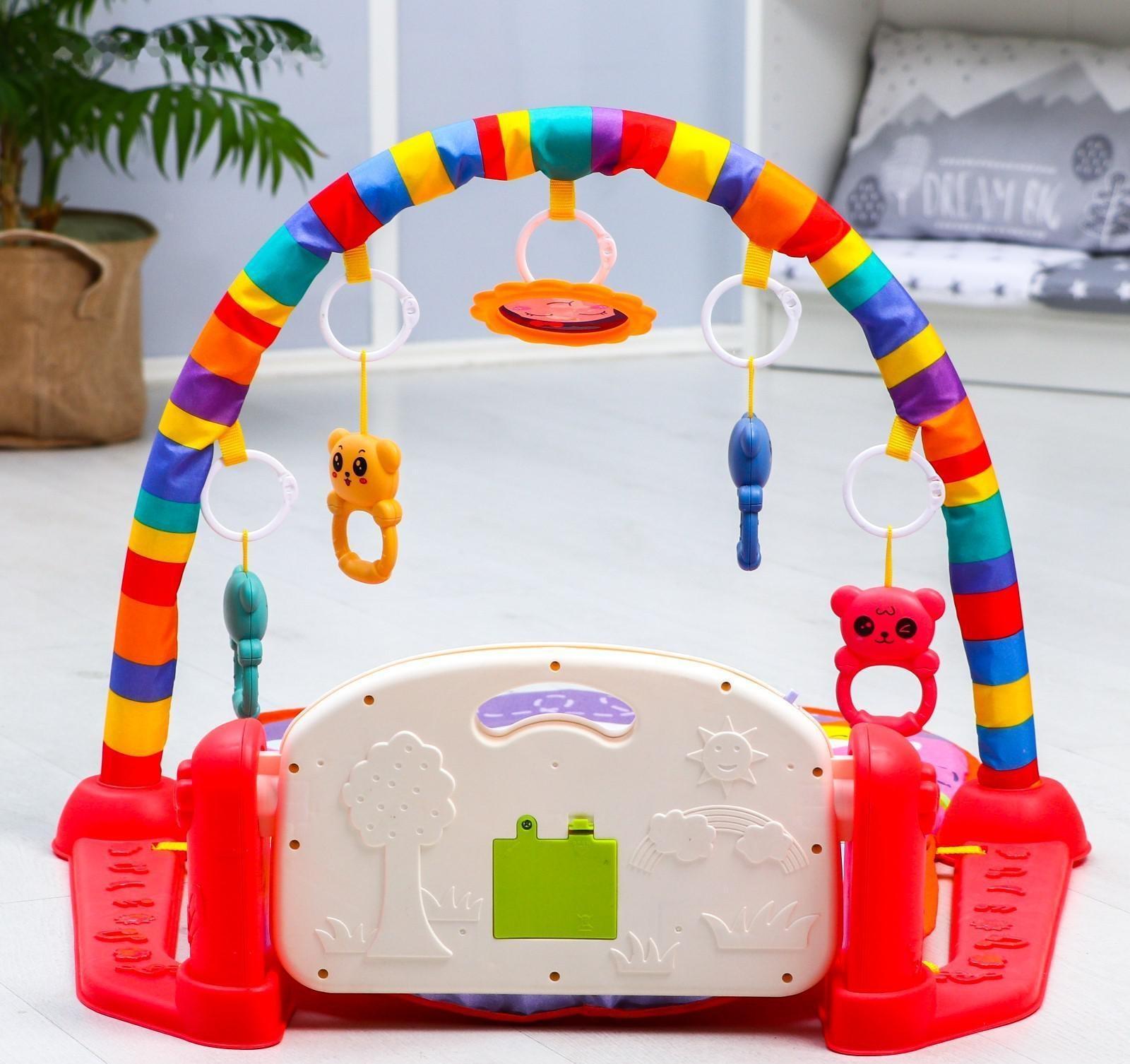 Развивающий коврик «Пляж», с пианино, розовый