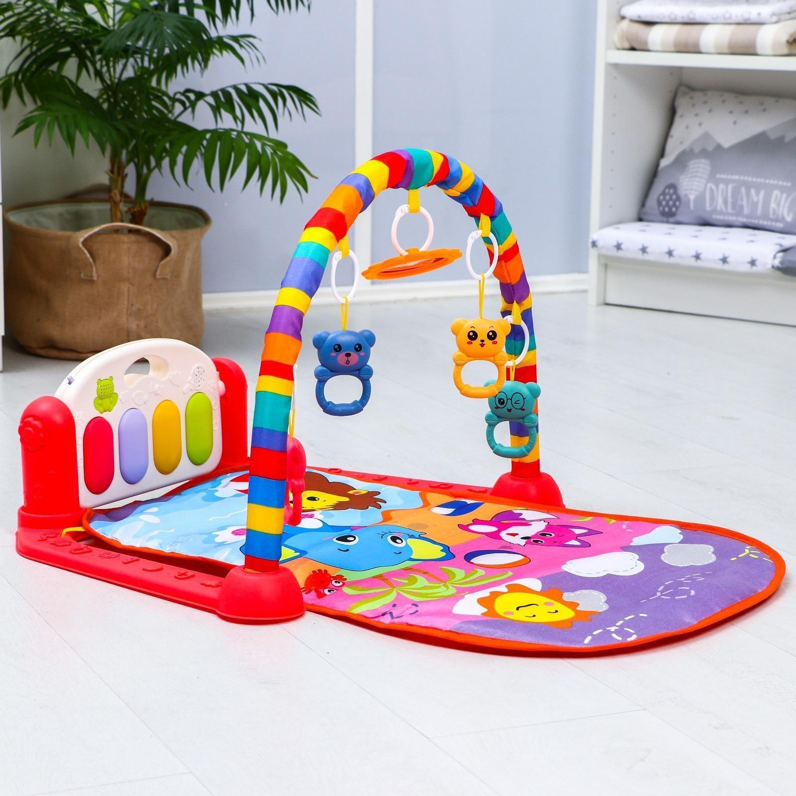 Развивающий коврик «Пляж», с пианино, розовый