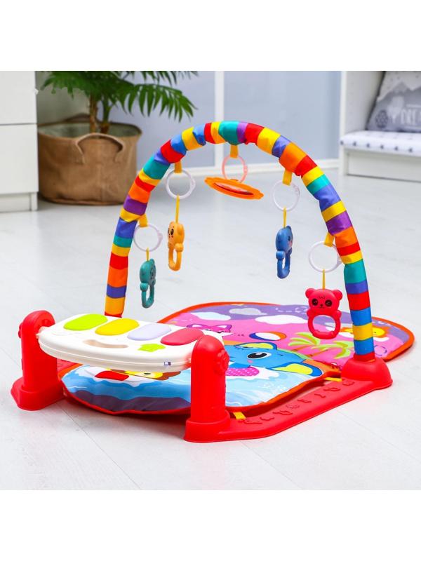 Развивающий коврик «Пляж», с пианино, розовый