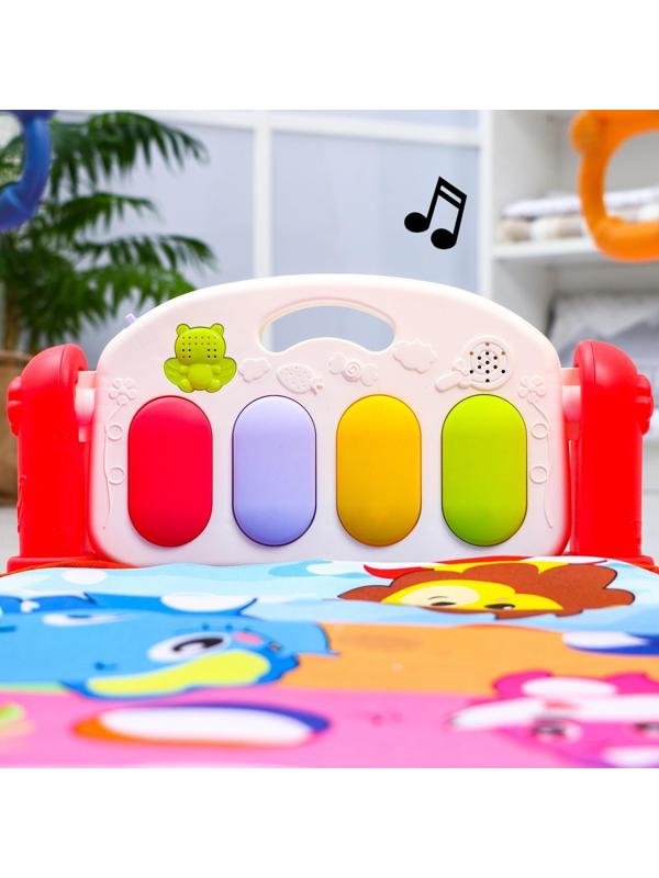 Развивающий коврик «Пляж», с пианино, розовый