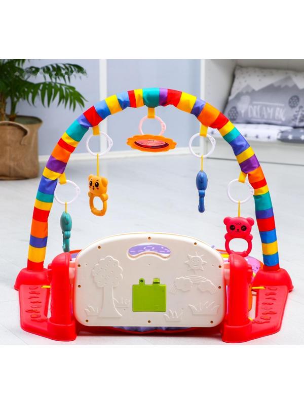 Развивающий коврик «Пляж», с пианино, розовый