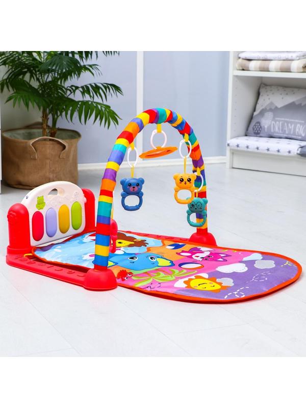 Развивающий коврик «Пляж», с пианино, розовый