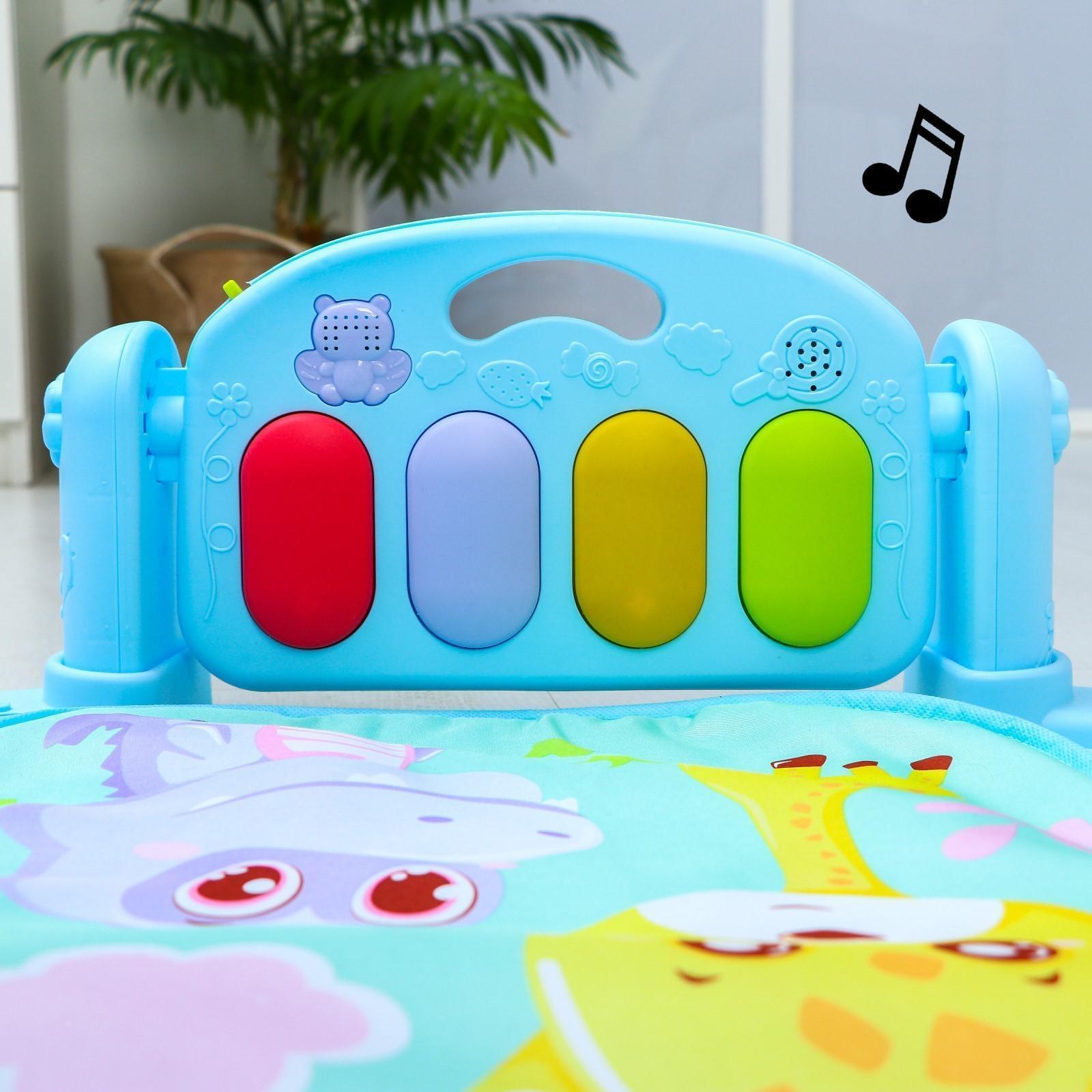 Развивающий коврик «Счастливые малыши», с пианино, голубой