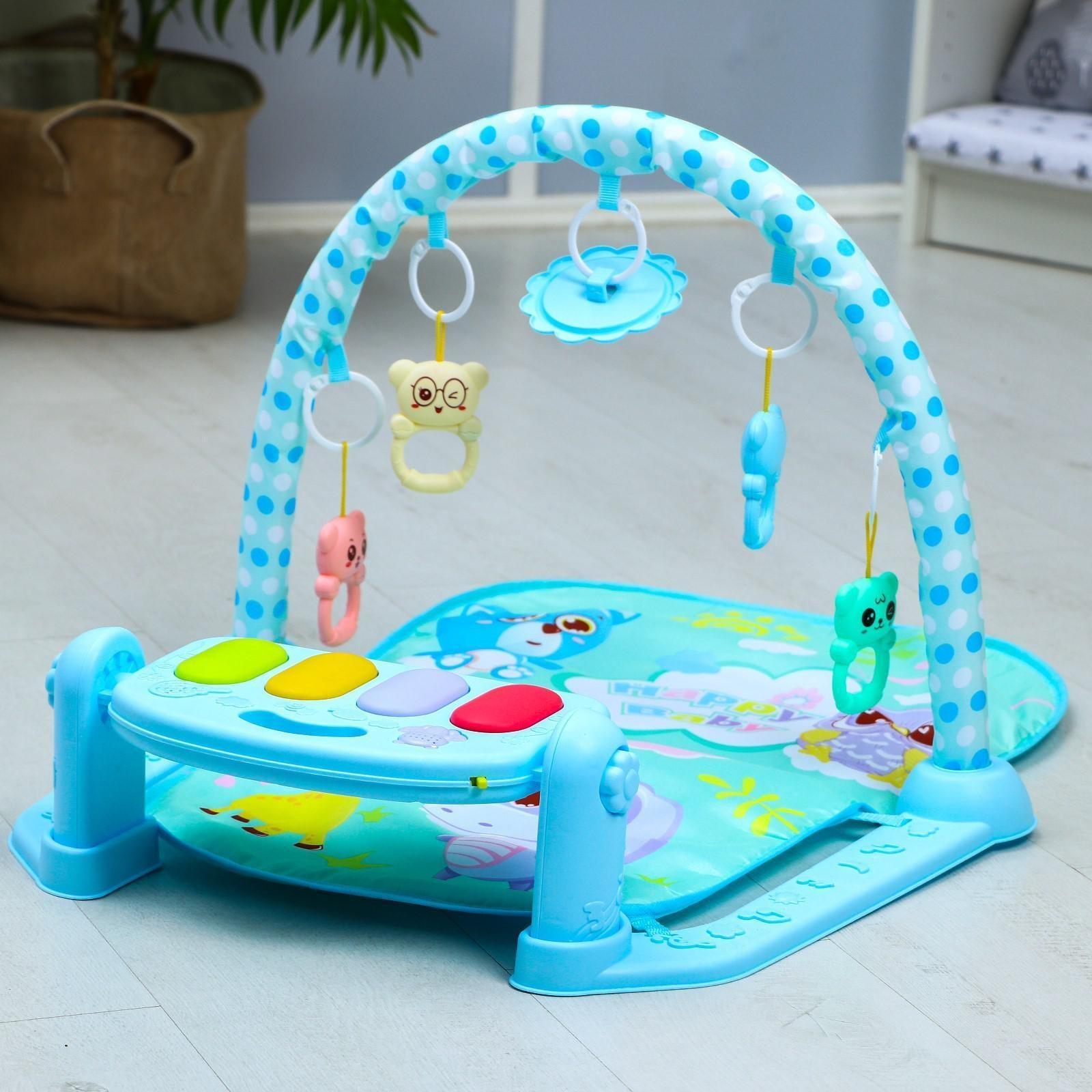 Развивающий коврик «Счастливые малыши», с пианино, голубой