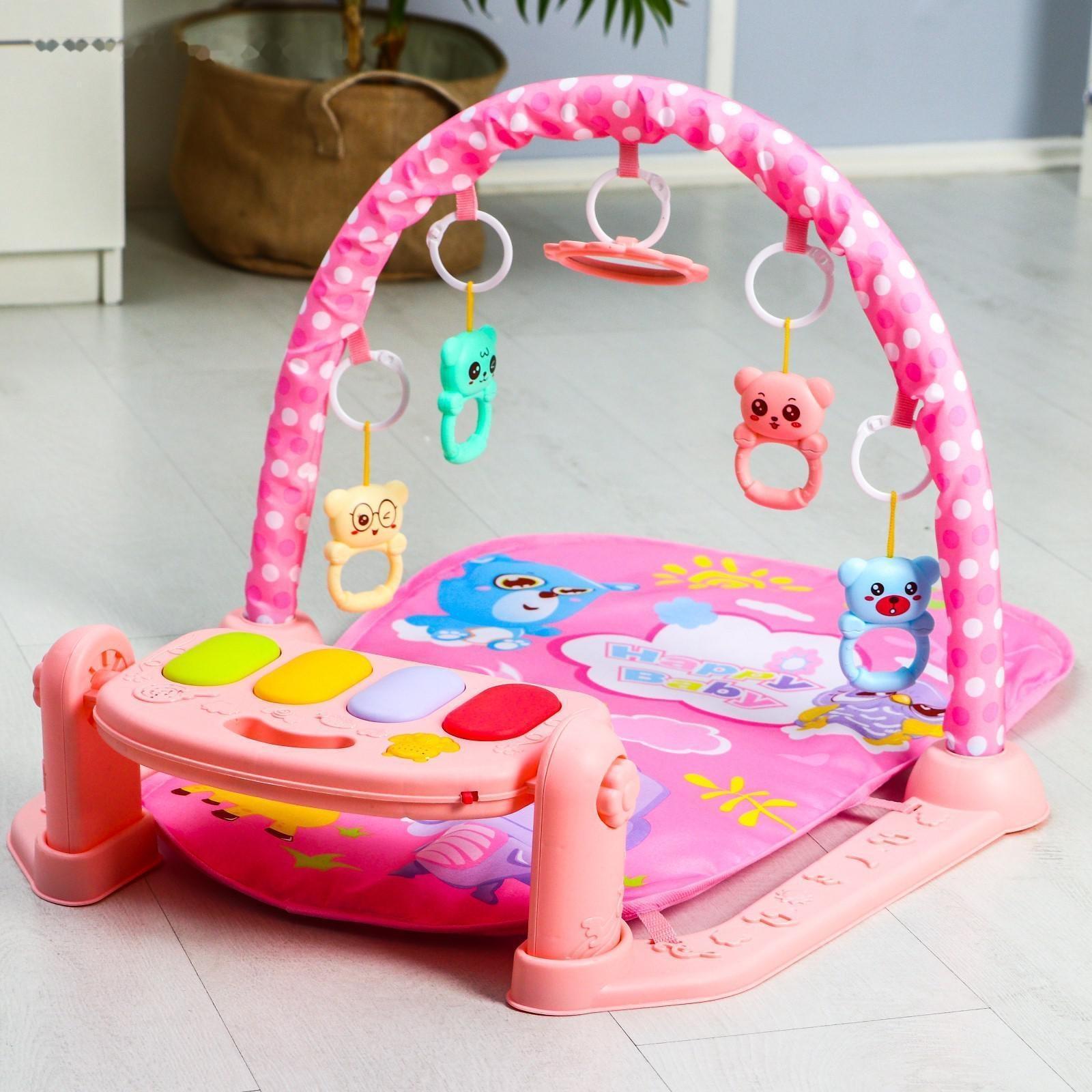 Развивающий коврик «Счастливые малыши», с пианино, розовый
