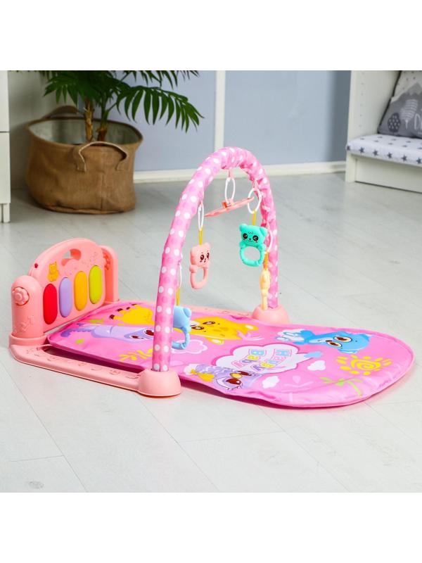 Развивающий коврик «Счастливые малыши», с пианино, розовый