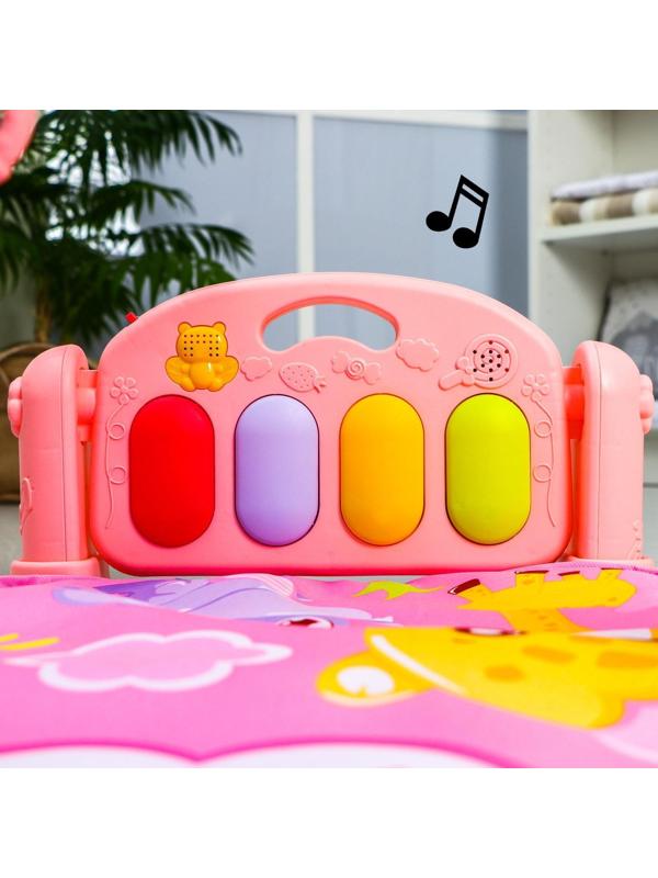 Развивающий коврик «Счастливые малыши», с пианино, розовый