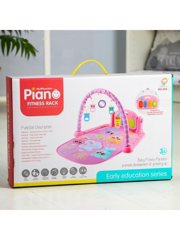 Развивающий коврик «Счастливые малыши», с пианино, розовый